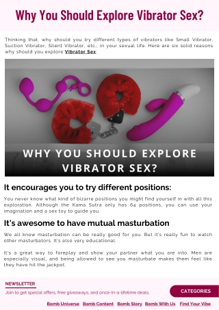 Why You Should Explore Vibrator Sex