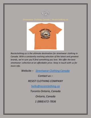 Streetwear Clothing Canada