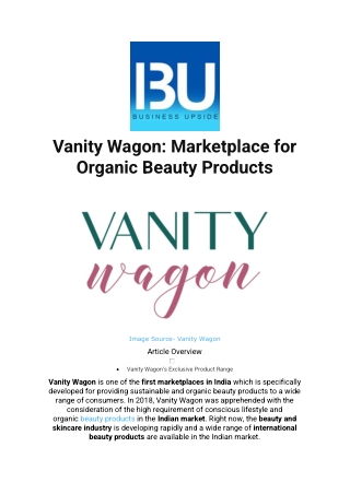 Vanity Wagon: Marketplace for Organic Beauty Products