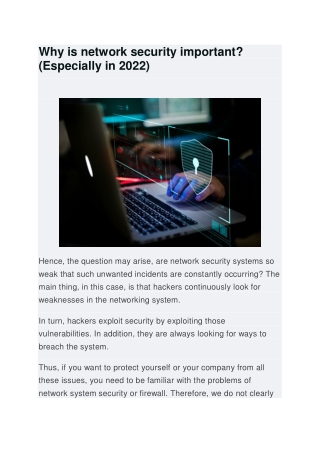 Why is network security important (Especially in 2022)