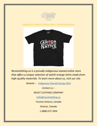 Indigenous Owned Orange Shirt