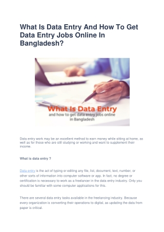 What Is Data Entry And How To Get Data Entry Jobs Online In Bangladesh