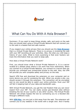 What Can You Do With A Hola Browser