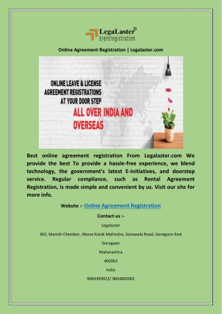 Online Agreement Registration | Legalaster.com