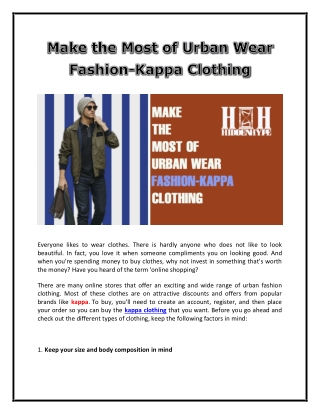 Make the Most of Urban Wear Fashion-Kappa Clothing