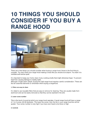 10 THINGS YOU SHOULD CONSIDER IF YOU BUY A RANGE HOOD