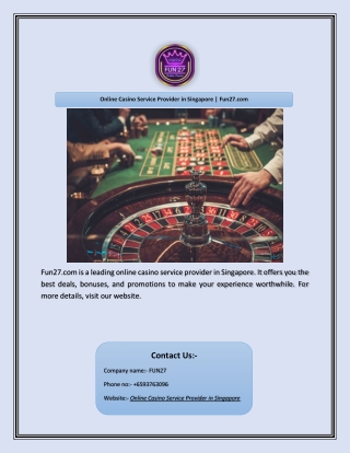 Online Casino Service Provider in Singapore | Fun27.com