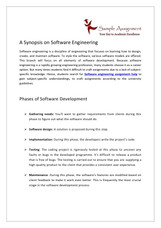A Synopsis on Software Engineering
