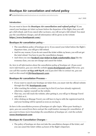 Boutique Air cancellation and refund policy