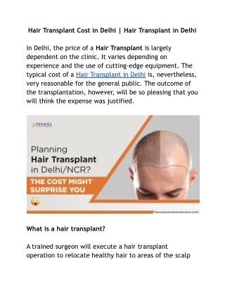 Hair Transplant Cost in Delhi _ Hair Transplant in Delhi