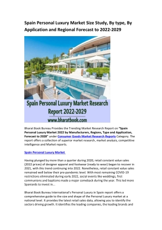Spain Personal Luxury Market Research Report 2022-2029