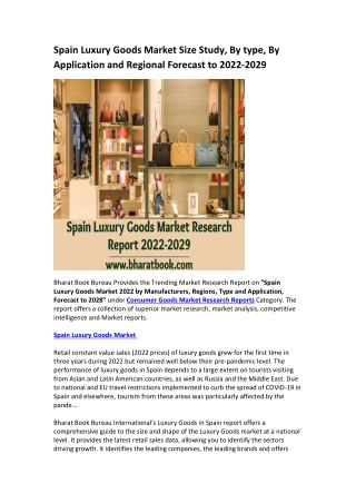 Spain Luxury Goods Market Research Report 2022-2029