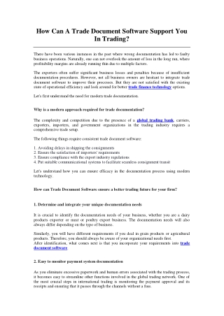 How Can A Trade Document Software Support You In Trading