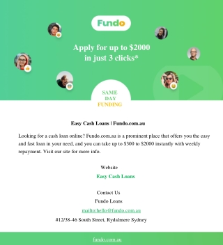 Easy Cash Loans | Fundo.com.au