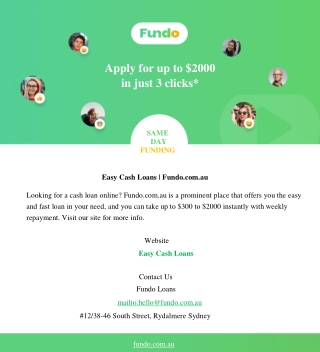 Easy Cash Loans | Fundo.com.au