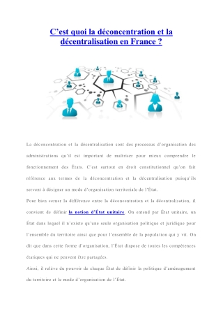 Déconcentration et la décentralisation en France : qu'est ce que c'est ?
