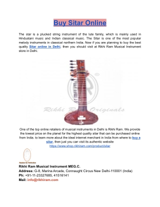 Buy Sitar Online-Rikhi Ram