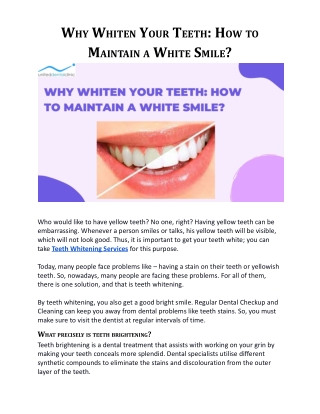 Why Whiten Your Teeth How to Maintain a White Smile