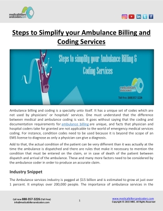 Steps to Simplify your Ambulance Billing and Coding Services