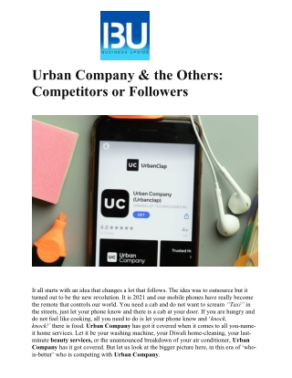 Urban Company & the Others Competitors or Followers