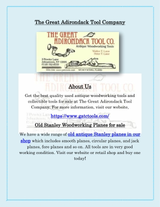Antique Stanley Woodworking Planes for Sale