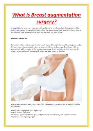 What is Breast augmentation surgery