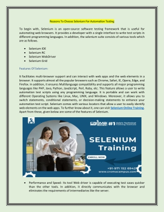 Reasons To Choose Selenium For Automation Testing