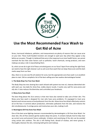 Use the Most Recommended Face Wash to Get Rid of Acne