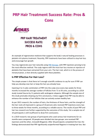 PRP Hair Treatment Success Rate: Pros & Cons