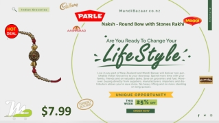 Naksh - Round Bow with Stones Rakhi - Rakhi Collection in New Zealand