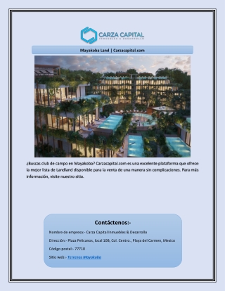 Mayakoba Land | Carzacapital.com