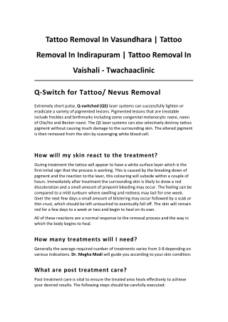 Tattoo Removal In Vasundhara, Tattoo Removal In Indirapuram, Tattoo Removal In Vaishali - Twachaaclinic