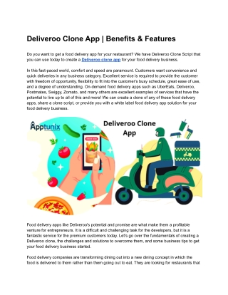 A complete Guide on Deliveroo Clone App