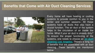 Benefits that Come with Air Duct Cleaning Services