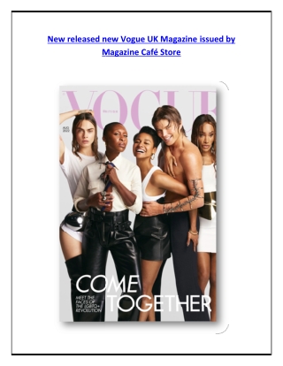 New released new Vogue UK Magazine issued by Magazine Café Store