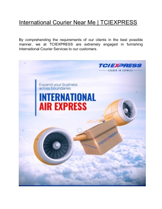 International Courier Near Me | TCIEXPRESS