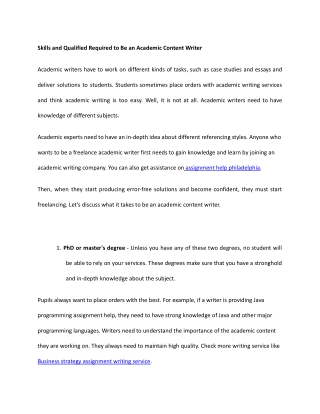 Skills and Qualified Required to Be an Academic Content Writer