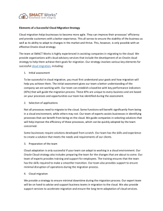 Elements of a Successful Cloud Migration Strategy
