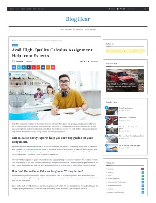 Avail High-Quality Calculus Assignment Help from Experts
