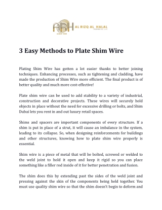 3 Easy Methods to Plate Shim Wire