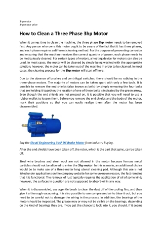 How to Clean a Three Phase 3hp Motor