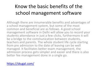 Know the basic benefits of the school management