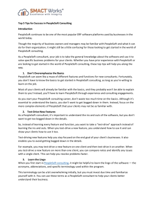 Top 5 Tips for Success in PeopleSoft Consulting