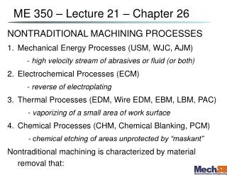 ME 350 – Lecture 21 – Chapter 26