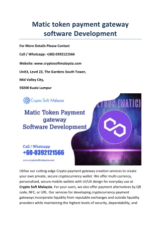 Matic token payment gateway software Development