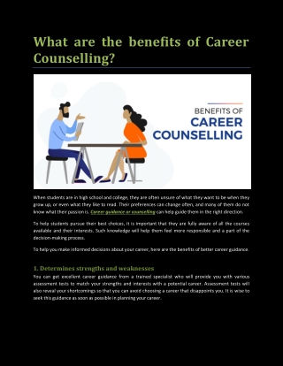 What are the benefits of Career Counselling?