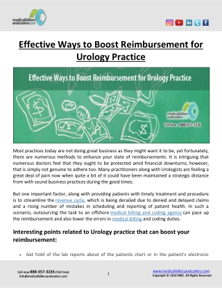 Effective Ways to Boost Reimbursement for Urology Practice