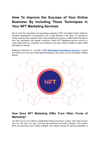 How To Improve the Success of Your Online Business By Including These Techniques in Your NFT Marketing Services (1)