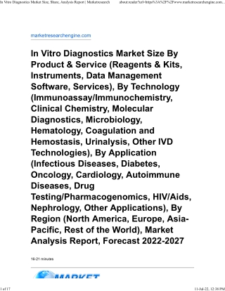 In Vitro Diagnostics Market