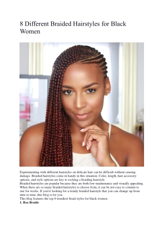 8 Different Braided Hairstyles for Black Women